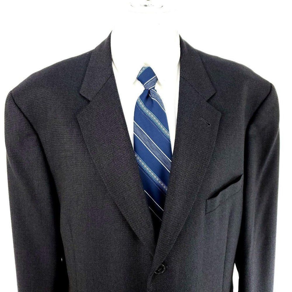 Joseph Abboud Nordstrom Wool 3 Button Sport Coat 46L Blue Brown Tan Check